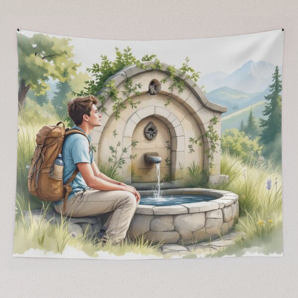 Item preview, Stop at the fountain (way of Saint Jacques) designed and sold by jefboutique6150.