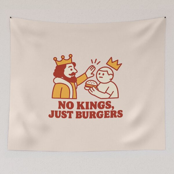 Item preview, No Kings, Just Burgers - Minimalist Cartoon Design designed and sold by Bratak.