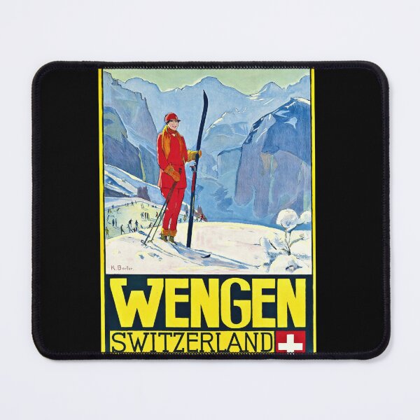 Item preview, Vintage Wengen Travel Poster | Swiss Alps Skiing Art Print | Bernese Oberland Winter Sports Decor | Mid-Century Style designed and sold by artofuniverse.