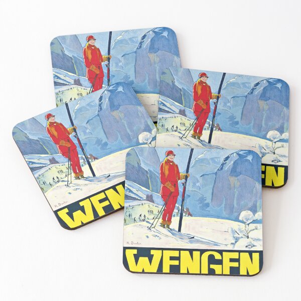 Item preview, Vintage Wengen Travel Poster | Swiss Alps Skiing Art Print | Bernese Oberland Winter Sports Decor | Mid-Century Style designed and sold by artofuniverse.