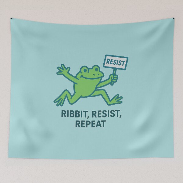 Artikelvorschau, Ribbit, Resist, Repeat – Minimalistisches Frosch-Protest-Design entworfen und verkauft von Bratak.
