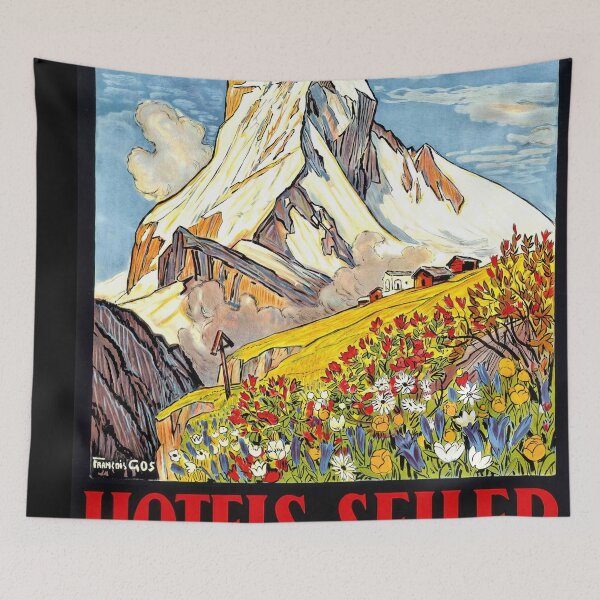 Item preview, Vintage Travel Poster | Hotels Seiler Zermatt | Matterhorn Swiss Alps | Early 20th Century Art & Nature Lovers Decor designed and sold by artofuniverse.