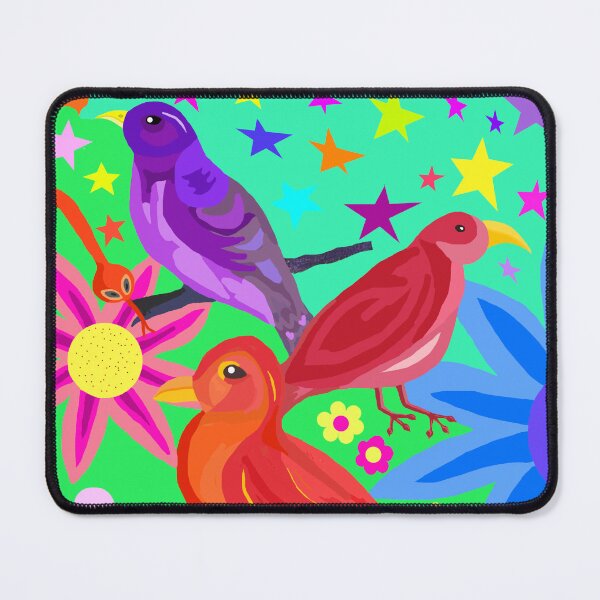 Item preview, Colourful Retro Birds and Flowers – Psychedelic Pop Art designed and sold by Vividality.