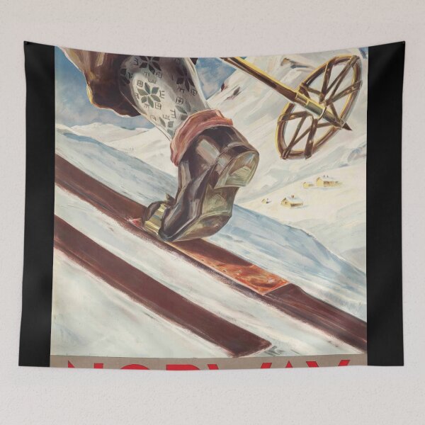 Item preview, Vintage Norway Travel Poster | 1935 Skiing Art Print | Norwegian State Railways | Winter Sports & Scenic Landscapes designed and sold by artofuniverse.