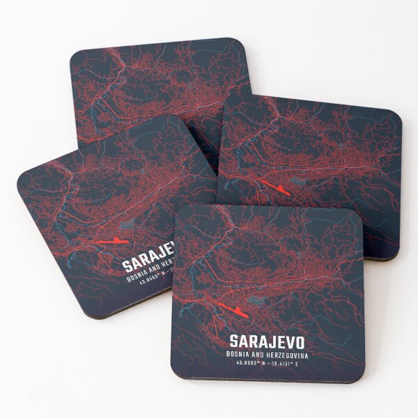 Item preview, Sarajevo Red & Blue Minimalist Map designed and sold by HomeLivingCo.
