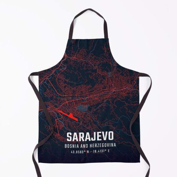 Item preview, Sarajevo Red & Blue Minimalist Map designed and sold by HomeLivingCo.