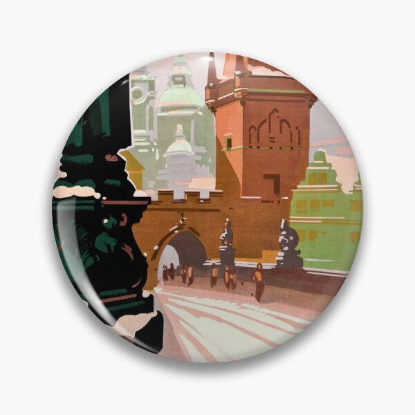 Item preview, Vintage Prague Travel Poster | Art Deco Style by E Maurus | Charles Bridge & Winter Scene | Neige d'Art | Historic Czech City designed and sold by artofuniverse.