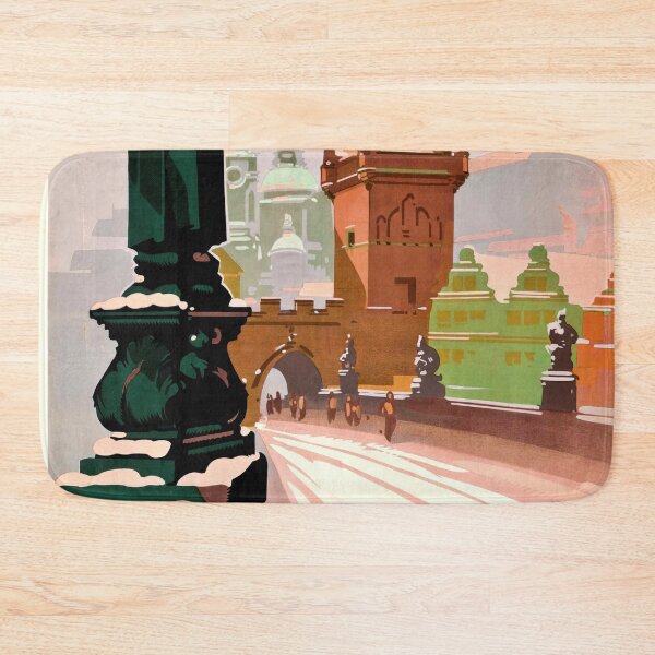 Item preview, Vintage Prague Travel Poster | Art Deco Style by E Maurus | Charles Bridge & Winter Scene | Neige d'Art | Historic Czech City designed and sold by artofuniverse.