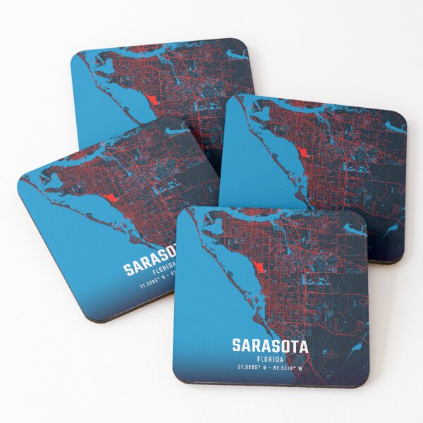 Item preview, Sarasota Red & Blue Minimalist Map designed and sold by HomeLivingCo.