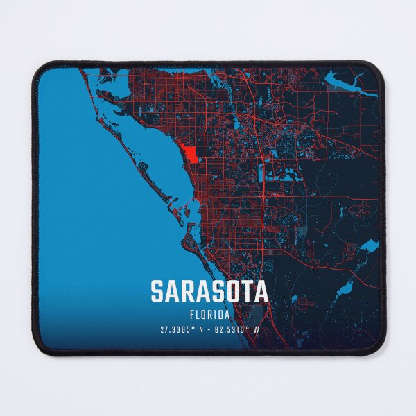 Item preview, Sarasota Red & Blue Minimalist Map designed and sold by HomeLivingCo.