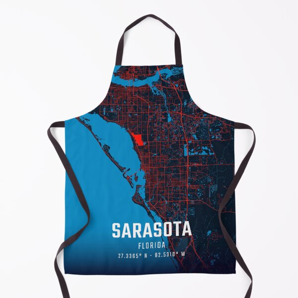 Item preview, Sarasota Red & Blue Minimalist Map designed and sold by HomeLivingCo.