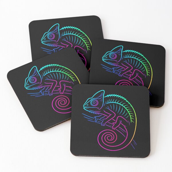 Item preview, Neon Chameleon Rainbow Colorful Line Art designed and sold by MarCinu Art.