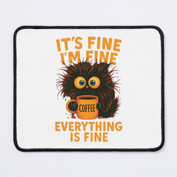 Item preview, It's Fine I'm Fine Everything Is Fine Fluffy Coffee Monster designed and sold by sapnaela.