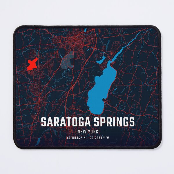 Item preview, Saratoga Springs Red & Blue Minimalist Map designed and sold by HomeLivingCo.