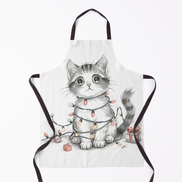 Item preview, Christmas Cat Wrapped in Lights – Cute Minimalist Holiday Drawing designed and sold by jelonkaa.