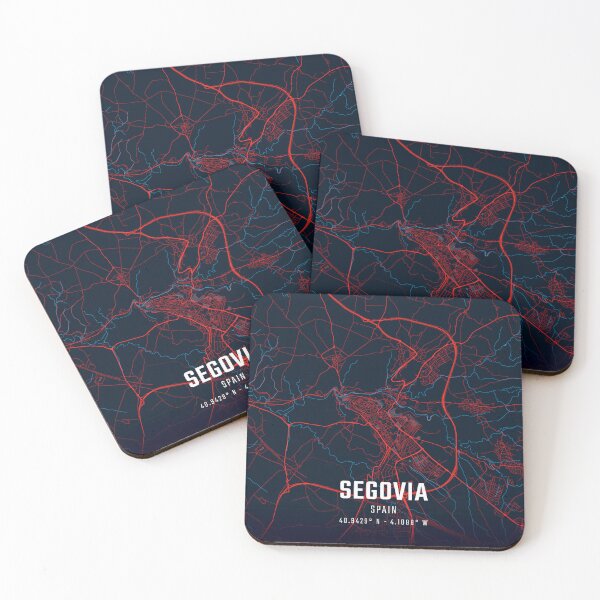Item preview, Segovia Red & Blue Minimalist Map designed and sold by HomeLivingCo.