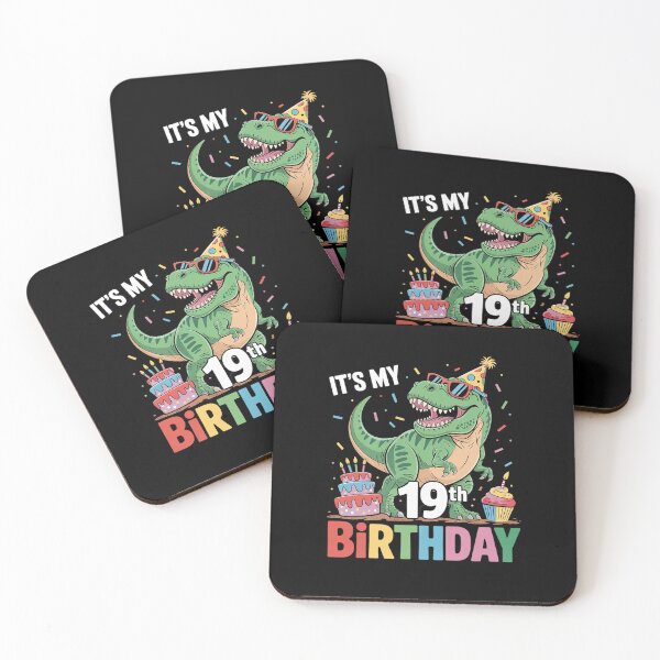 Item preview, Dinosaur With Cake It's My 19th Birthday Happy 19 Years Old  designed and sold by HuValverdeArt.
