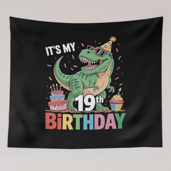 Item preview, Dinosaur With Cake It's My 19th Birthday Happy 19 Years Old  designed and sold by HuValverdeArt.