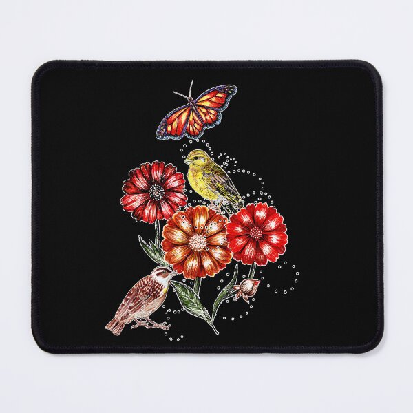 Item preview, Finelinear drawing flowers with birds and butterfly designed and sold by MartaHorodniczy.