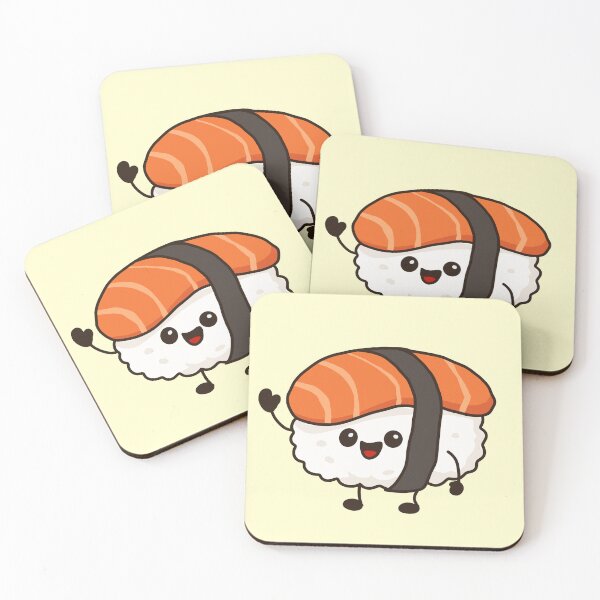 Item preview, Happy sushi roll cartoon character  designed and sold by Potattoo.