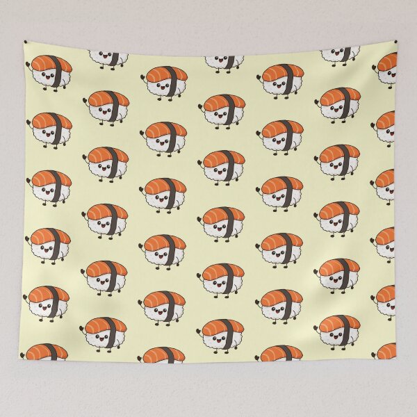 Item preview, Happy sushi roll cartoon character  designed and sold by Potattoo.
