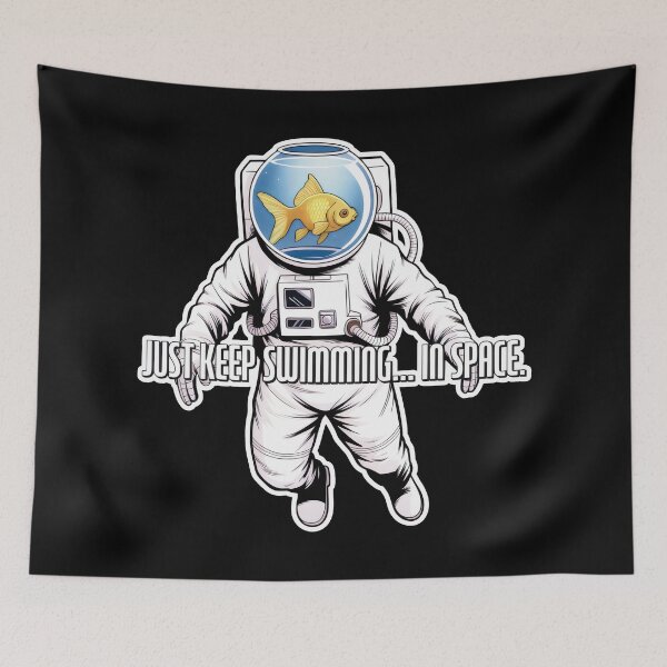 Item preview, Comic Astronaut Wearing a Fishbowl Helmet with an Orange Goldfish designed and sold by SplashTastic.