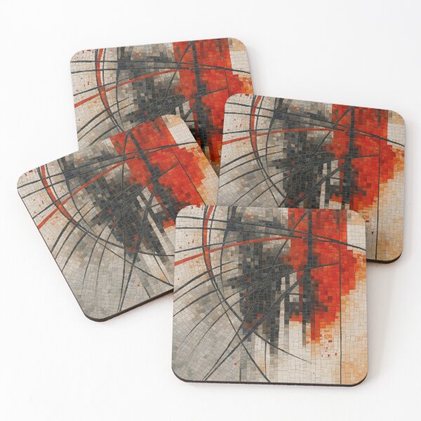 Item preview, Vivid Red and Black Mosaic Abstract – Geometric Modern Wall Art (Art 1) designed and sold by WittyUnknown.