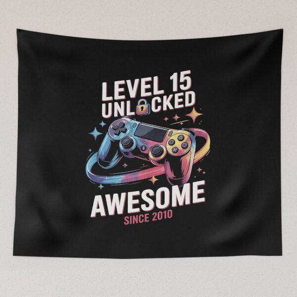 Item preview, Level 15 Unlocked Awesome Since 2010 15th Birthday Gaming  designed and sold by GGrizeldaRivas.