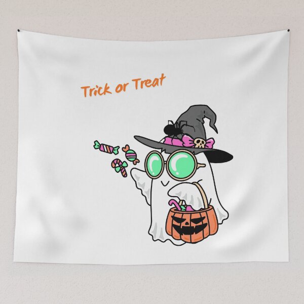 Item preview, Trick or Treat and Cheerful Ghost in Green Glasses. designed and sold by Dinasshop.