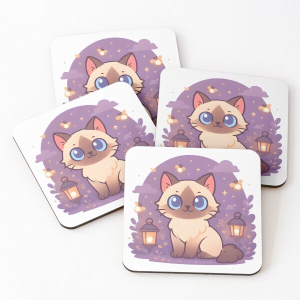 Item preview, Siamese Cat and Dreamy Fireflies designed and sold by Siamcatshop.