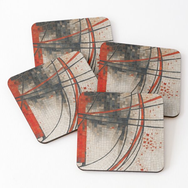 Item preview, Vivid Red and Black Mosaic Abstract – Geometric Modern Wall Art (Art 2) designed and sold by WittyUnknown.