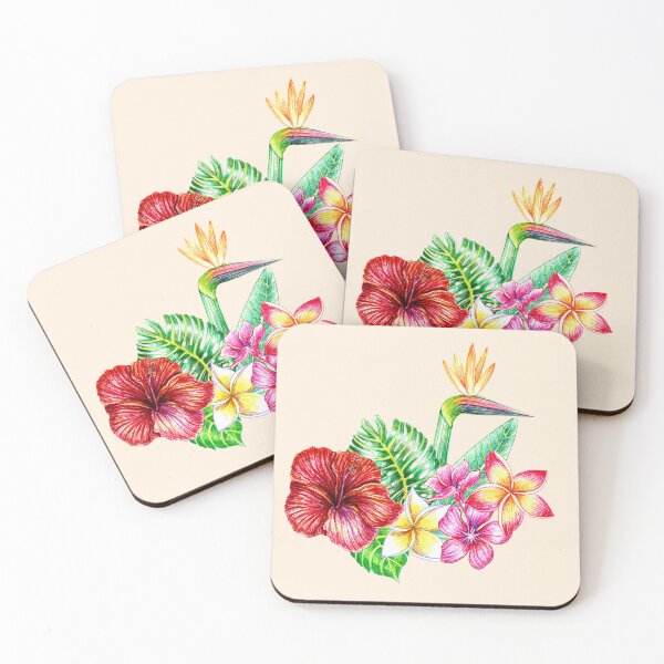 Item preview, Finelinear drawing bouquet of tropical flowers and leaves designed and sold by MartaHorodniczy.