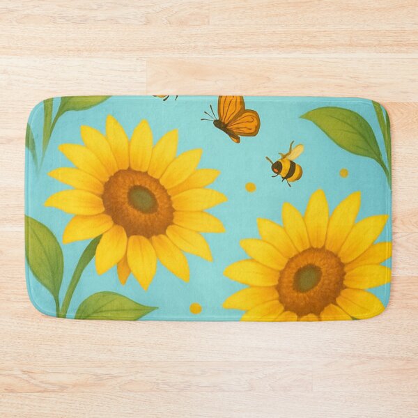 Item preview, sunflowers with bees and butterfly designed and sold by GUNAPRIYAA.