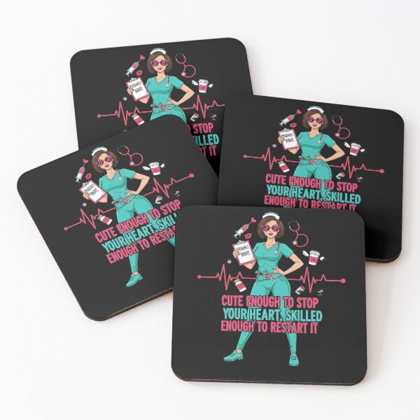 Item preview, Cute Enough to Stop Your Heart, Skilled Enough to Restart It – Funny Nurse Design designed and sold by GiftedExplorer.