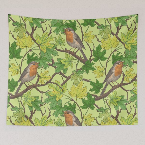 Item preview, Robins in maple tree designed and sold by Katerina Mitkova Kirilova.