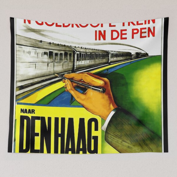 Item preview, Vintage 1931 Travel Poster | Den Haag Train Journey | Bold Colors & Dynamic Design | 20th Century Dutch Graphic Art designed and sold by artofuniverse.