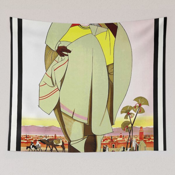 Item preview, Vintage Travel Poster | Le Maroc par Marseille 1935 | Art Deco Design by Jacques Majorelle | Bold Colors & Geometric Shapes designed and sold by artofuniverse.