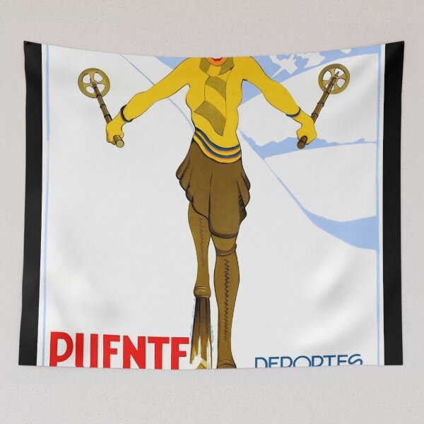 Item preview, Vintage Puente del Inca Travel Poster | Art Deco Style Skiing Scene | Argentina Winter Sports | Bold Colors & Geometric Design designed and sold by artofuniverse.