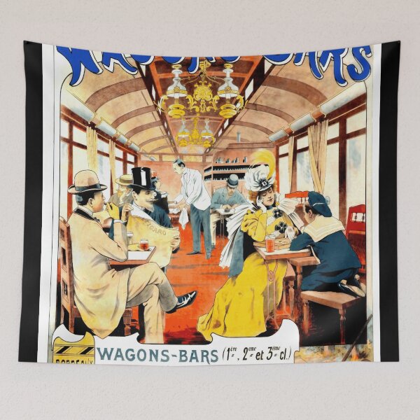 Item preview, Vintage French Railway Poster | Compagnie des Wagons Bars Art Nouveau | Elegant Train Travel Decor & Wall Art designed and sold by artofuniverse.
