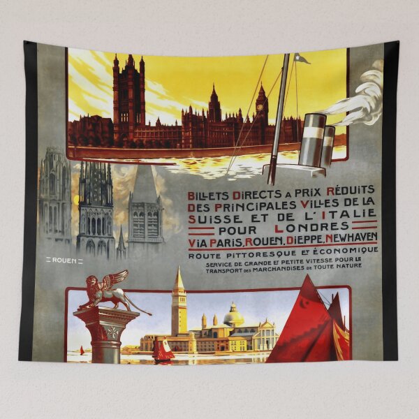 Item preview, Vintage Travel Poster Art Deco | Train Travel to London & Venice | Chemins de Fer de l'Ouest et de Brighton designed and sold by artofuniverse.