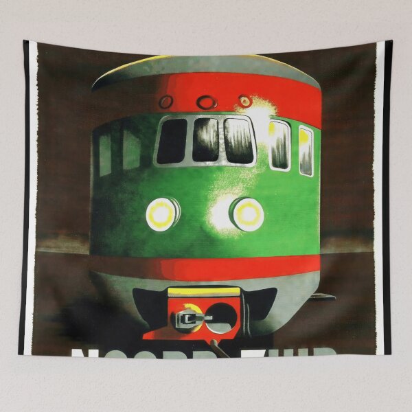 Item preview, Vintage Train Art Poster | Mid-20th Century Style | Retro Travel Decor | Green & Red Railway Wall Art | Noord Zuid Design designed and sold by artofuniverse.