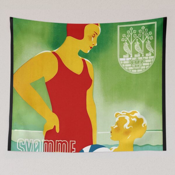 Item preview, Vintage Danish Swimming Hall Poster | Frederiksberg Svommehal Art Deco Print | Retro Graphic Design Wall Art & Home Decor designed and sold by artofuniverse.