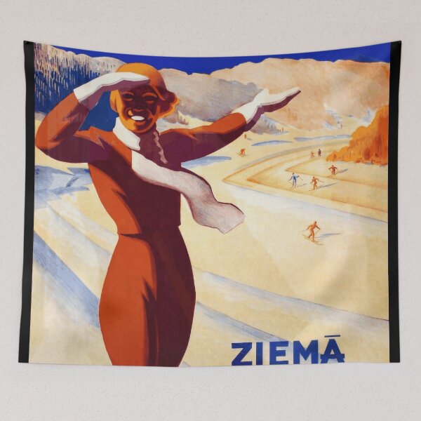 Item preview, Vintage Sigulda Travel Poster | Art Deco Style | Vibrant Colors & Winter Sports | Latvia Tourism | 20th Century Artwork designed and sold by artofuniverse.