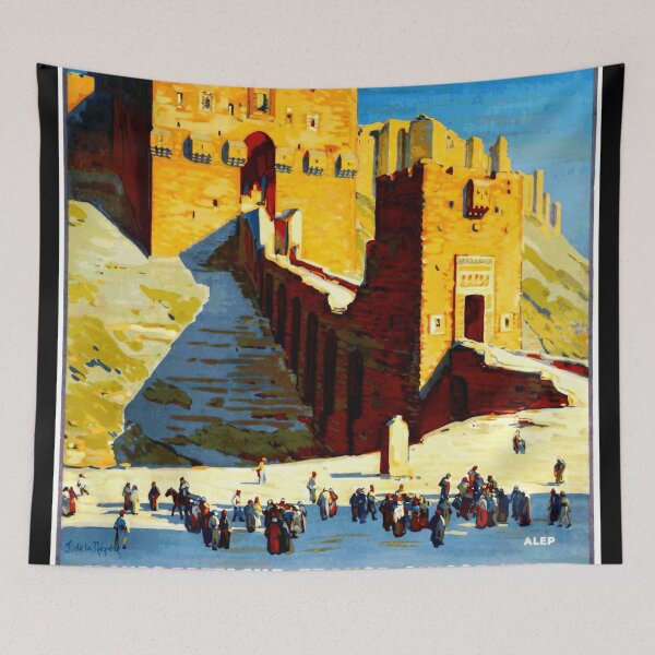 Item preview, Vintage Travel Poster | Simplon-Orient-Express Art | Citadel of Aleppo | Mid-20th Century Luxury Train | Jean de la Neziere designed and sold by artofuniverse.