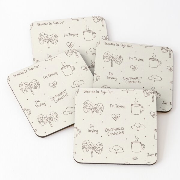 Item preview, Emotionally Composted | Sarcastic Self-Care Doodle Pattern designed and sold by DailyVibesMerch.