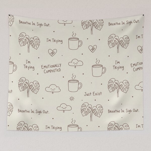 Item preview, Emotionally Composted | Sarcastic Self-Care Doodle Pattern designed and sold by DailyVibesMerch.