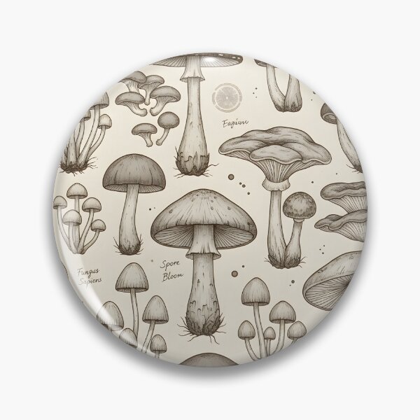 Item preview, Vintage Mushroom Study | Sepia Botanical Pattern designed and sold by DailyVibesMerch.