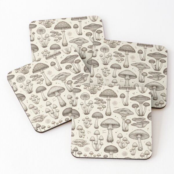 Item preview, Vintage Mushroom Study | Sepia Botanical Pattern designed and sold by DailyVibesMerch.