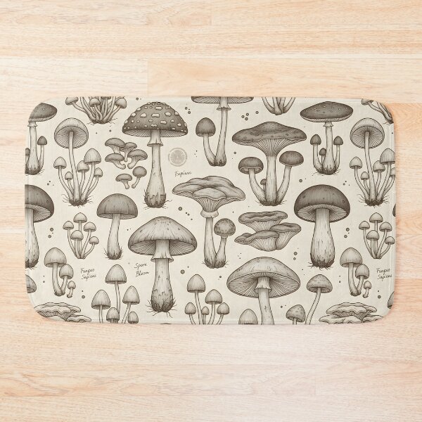 Item preview, Vintage Mushroom Study | Sepia Botanical Pattern designed and sold by DailyVibesMerch.