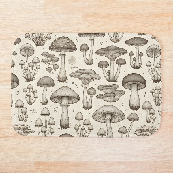 Item preview, Vintage Mushroom Study | Sepia Botanical Pattern designed and sold by DailyVibesMerch.